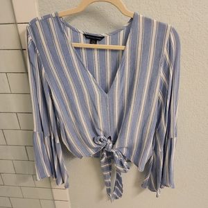 American Eagle cropped tie blouse